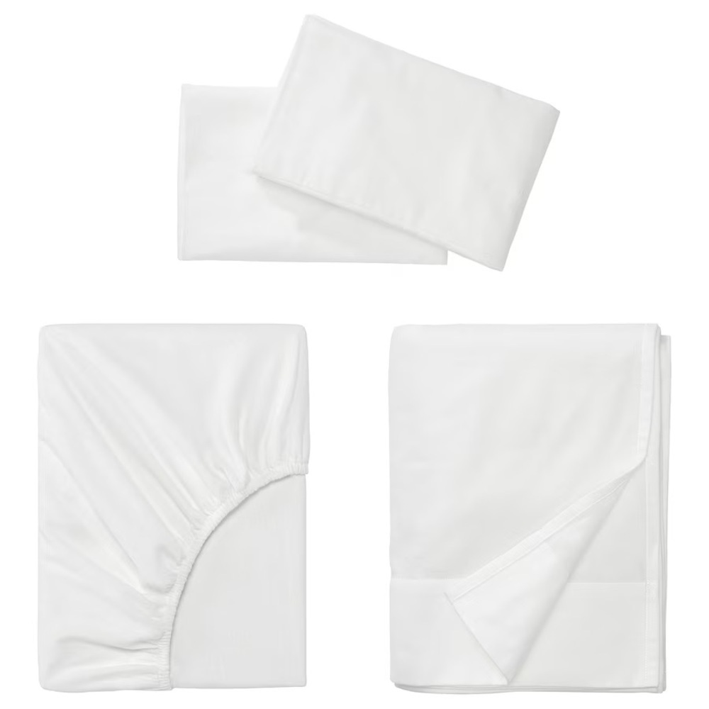 IKEA NORDRUTA Sheet set, white, Full/Double BRAND NEW 100% Cotton/Flannel